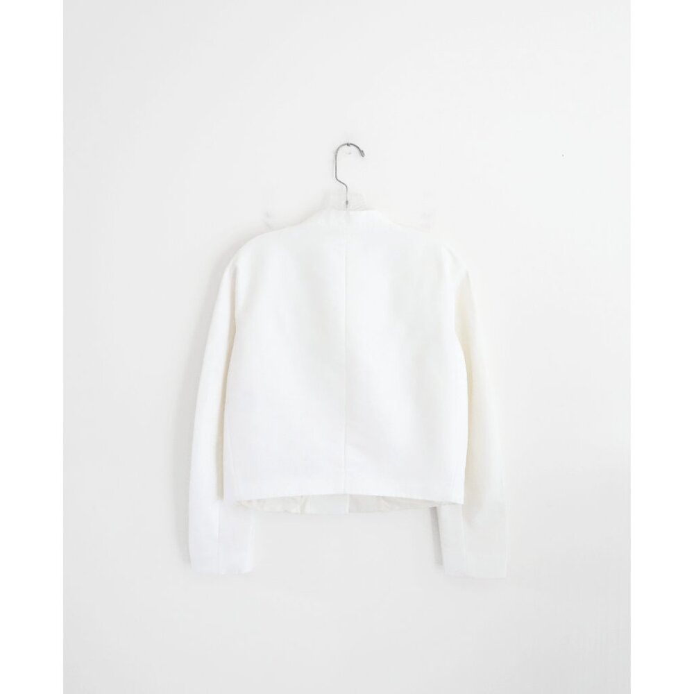 Vtg 00s Y2K Jil Sander Iridescent White Sheen Crop Blazer sz FR 38 US 6 - Picture 2 of 13